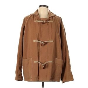 Vintage Ralph Lauren Lambswool Toggle Coat Brown Large Women’s Large Red Plaid